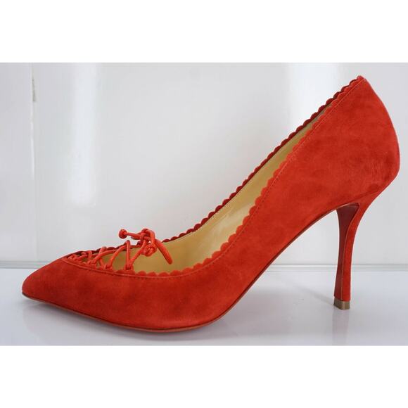 Christian Louboutin Scalopump Scalloped Trim Shoes SZ 37 Lace Tie New $845 - Picture 5 of 10